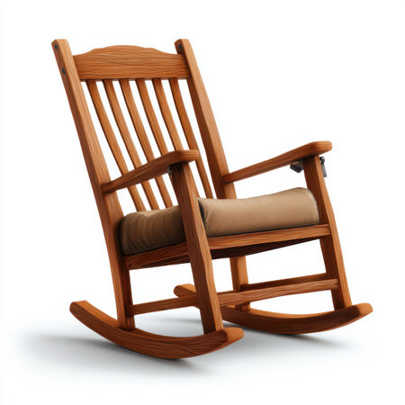 Vector illustration of a rocking chair with a wooden frame on a white backgroundの素材