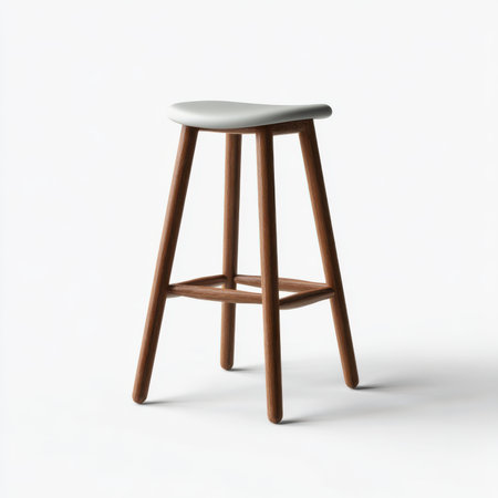 Vector art of a bar stool with a round seat and tall legs on a clean white backgroundの素材