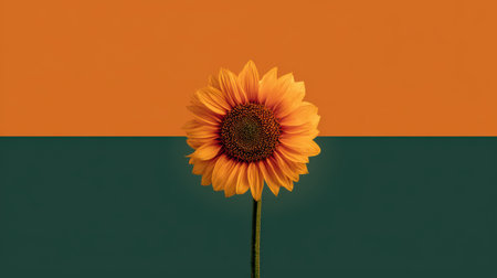 Sunflower on Orange and Green Color Blockの素材