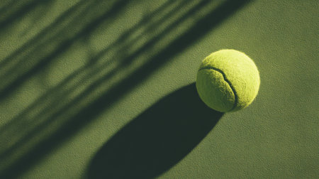 Green Court Texture with Tennis Ball and Shadow Linesの素材