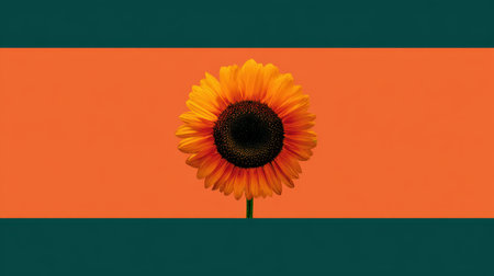 Sunflower on Orange and Green Color Blockの素材