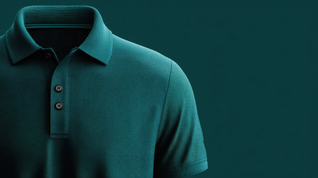 A polo shirt mockup in a deep teal color.の素材