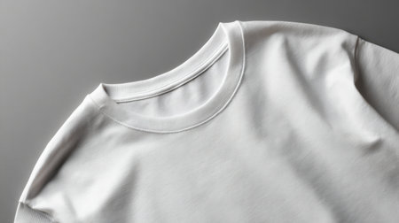 Minimal flat lay of a plain shirt mockup placed on matte grey surface, clean geometry and soft contrastの素材