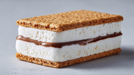 wafer with chocolate cream on a white background, close-upの素材