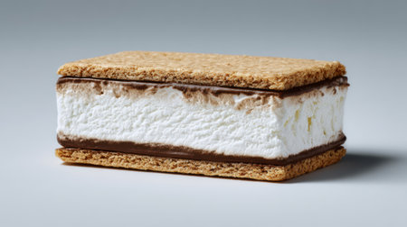 Cake with chocolate and cream on a white background, close-upの素材