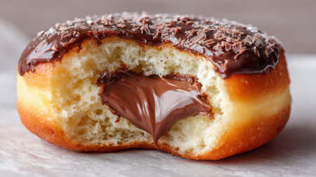 Donut with chocolate on a white background. Selective focus.の素材