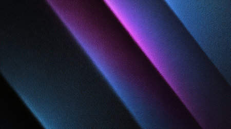 Futuristic dark gradient background with glowing purple and blue tones, textured with cinematic black grainの素材