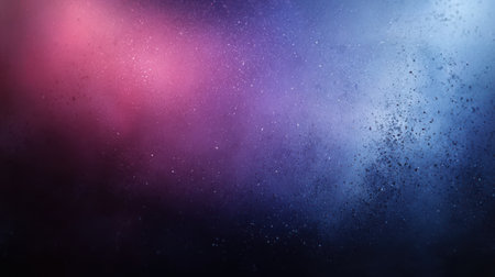 Modern dark design background with soft glowing purple-blue tones and fine-grained noise texture overlayの素材