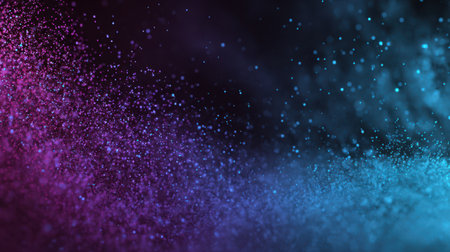 Sophisticated glowing purple-blue gradient background with black noise particles for artistic modern poster designの素材