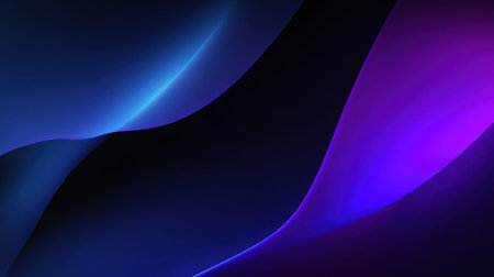 Minimalist dark blue to purple neon gradient with subtle film grain and soft glow, modern aesthetic for tech headersの素材