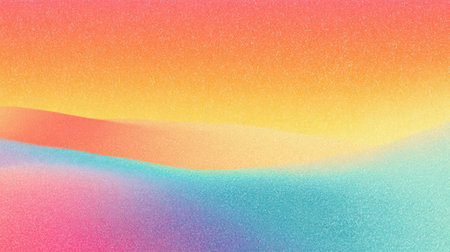 Gradient background with turquoise to orange and pink flow, featuring a grainy texture reminiscent of sunlit summer skiesの素材