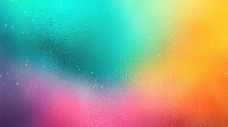 Vibrant abstract background with turquoise, orange, and pink gradients blending smoothly, featuring soft grainy texture and subtle noise, ideal for summer event postersの素材