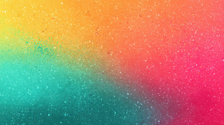 Summer abstract gradient background featuring vivid turquoise, tangerine orange, and bubblegum pink colors with subtle noise grain overlayの素材
