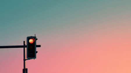 Traffic light silhouette against a pastel gradient background, clean simple composition emphasizing shape and formの素材