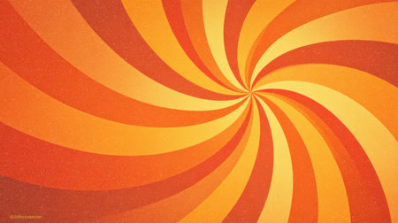 Groovy retro vector background featuring hypnotic spiral sunburst with warm hues and vintage paper texture, nostalgic 70s aestheticの素材