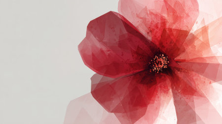Abstract red flower on white background. Digital art painting. 3D rendering.の素材