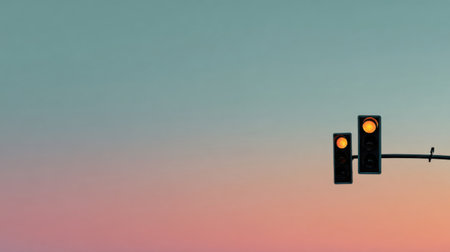 Traffic light silhouette against a pastel gradient background, clean simple composition emphasizing shape and formの素材