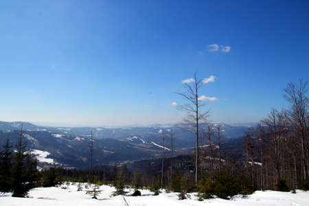 Winter hiking in the mountains