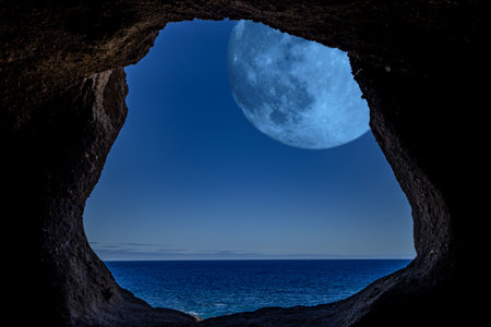 Big moon over the Teide volcano in Spain Tenerife full moon