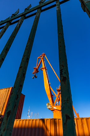Cranes in the port of Pula in Croatia, construction and repair of ships in the port Croatia
