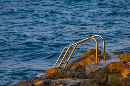 Wooden advertisement for Mediterranean food Croatiaの写真素材