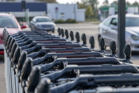 Preparing for shopping, shopping cart, packing purchases into a metal shopping cart