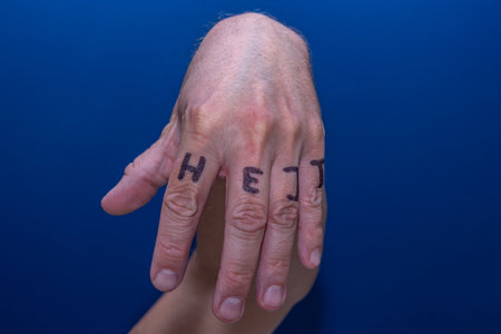 A clenched male hand into a fist.の写真素材