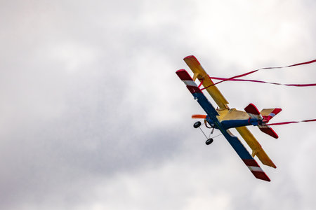 Models of light biplanes from World War I and World War II, simulation of air combat of flying...