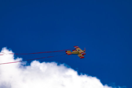 Models of light biplanes from World War II and World War II, simulation of air combat of flying...