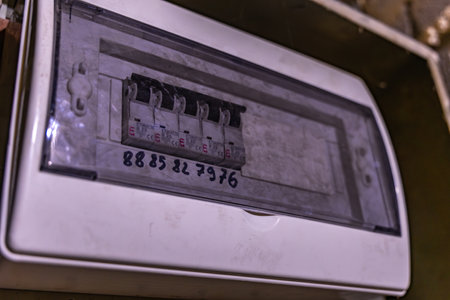 Metal box for an electric meter, measurement of electricity consumptionの写真素材