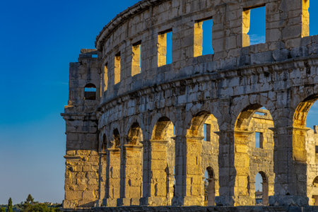 Ancient Roman building, amphitheater, place of gladiator fights in Pula