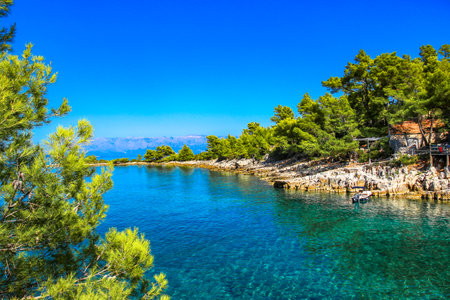 A bicycle trip around the island of Hvar, panorama, wild beaches near Jelsa, an ideal place for a...