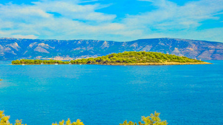 A bicycle trip around the island of Hvar, panorama, wild beaches near Jelsa, an ideal place for a holiday breakの写真素材
