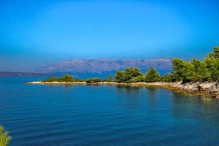 A bicycle trip around the island of Hvar, panorama, wild beaches near Jelsa, an ideal place for a...
