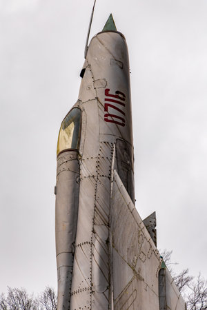 Old Soviet MIG 21 combat fighter, Cold War in Europeの写真素材