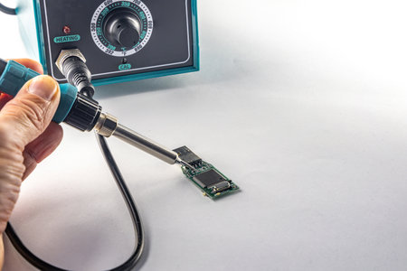 Transformer soldering station, isolated on white background, temperature controller, electronic...