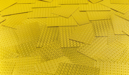 A deck of gold cards placed on a poker table, cards in pure goldの写真素材