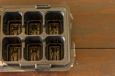 Plastic containers for molde seedlings plants, transplanting plants, plastic small pots with soil,