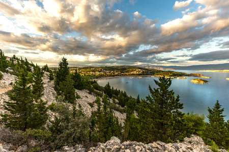 Paradise Beach on the island of Rab, a viewpoint on the mountain trail, Premuzji Trail,