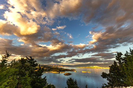 Paradise Beach on the island of Rab, a viewpoint on the mountain trail, Premuzji Trail,