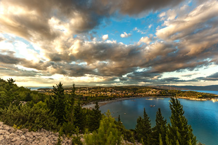 Premuzic Trail, Paradise Beach on the island of Rab, a viewpoint on the mountain trailの写真素材