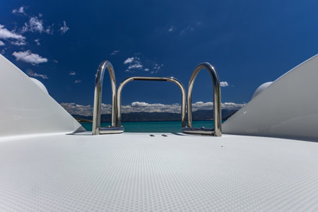 Luxury yacht in the sea on a sunny day with blue sky