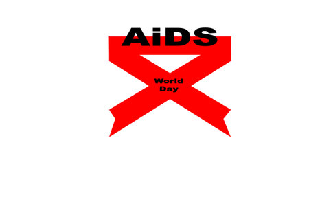 World AIDS Day, December 1, red ribbon on a white background, symbol of the fight against the HIV virusの写真素材