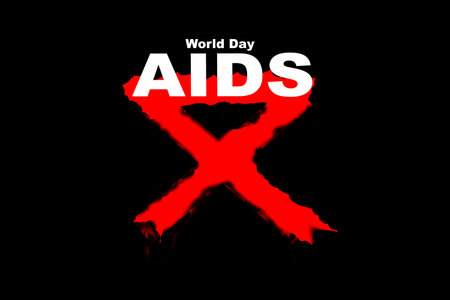 World AIDS Day, December 1, red ribbon on a black background, symbol of the fight against the HIV virusの写真素材