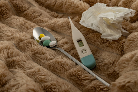 Flu epidemic in Europe, people getting sick at home, colds, high fever, home remedies for colds