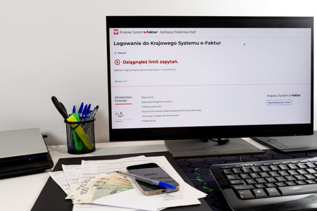 KsEF system failure, online invoicing system not working, overloaded government system, monitor with...