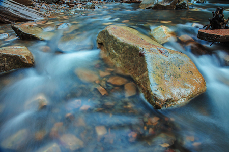 Beautiful waterfall on Carpathian mountains, Western Ukraineの写真素材