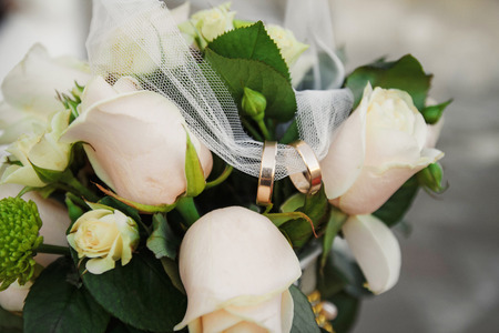 Beautiful wedding bouquet of roses, for brideの写真素材