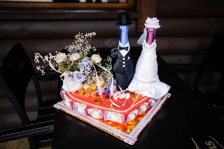 Beautiful wedding accessories of bride and groom.の写真素材