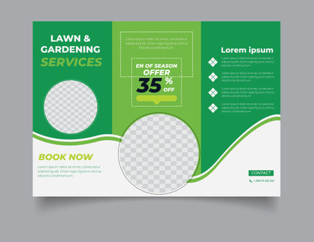 Lawn garden care service trifold social media post templateのイラスト素材